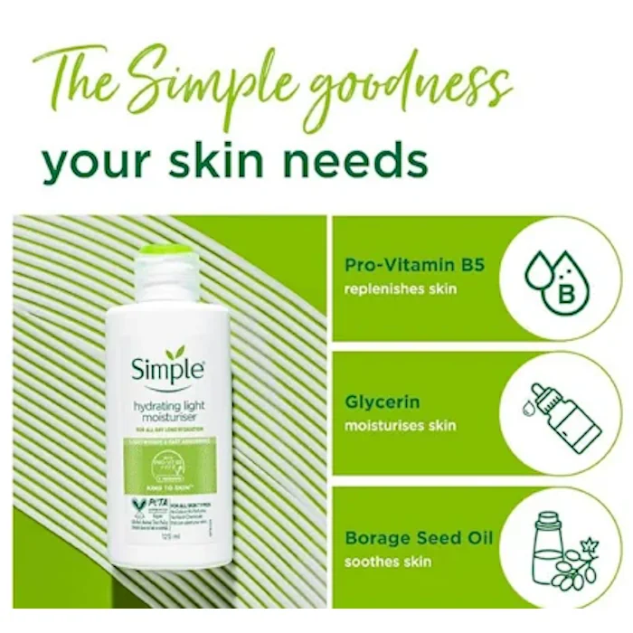کرم مرطوب کننده سیمپل simple مدل لایت حجم 125 میل