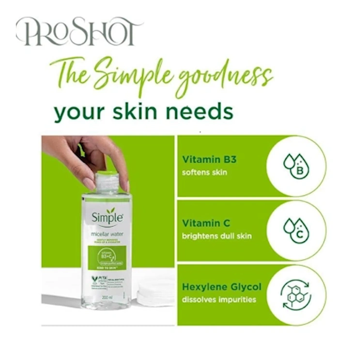 میسلارواتر پاک کننده آرایش صورت سیمپل سری کایند تو اسکین حجم 200 میل